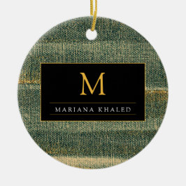 Ornamento De Cerâmica Pincel Verde Elegante com ouro e preto