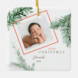Ornamento De Cerâmica Pine Bough Photo My 1rua Christmas Square