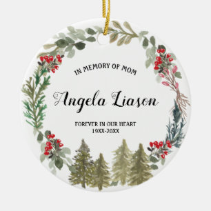 Ornamento De Cerâmica Pine Tree em Memória do Natal da Mãe