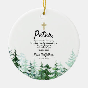 Ornamento De Cerâmica Pine Tree Promessa Personalizada a Godchild
