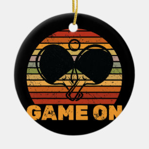 Ornamento De Cerâmica Ping Pong Game On Mesa Varsity Player