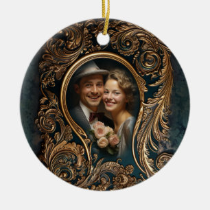 Ornamento De Cerâmica Pingente de Natal com design ornamentado e foto pe