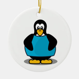 Ornamento De Cerâmica Pinguim com camisa