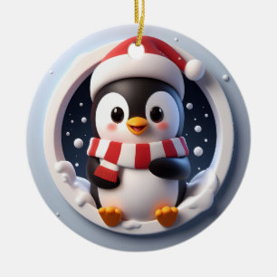Ornamento De Cerâmica Pinguim Cute Adorável Queimando
