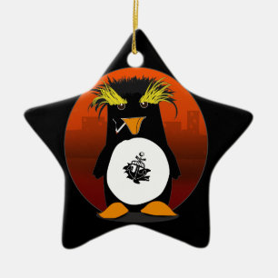 Ornamento De Cerâmica Pinguim de Licença em Terra Personalizável