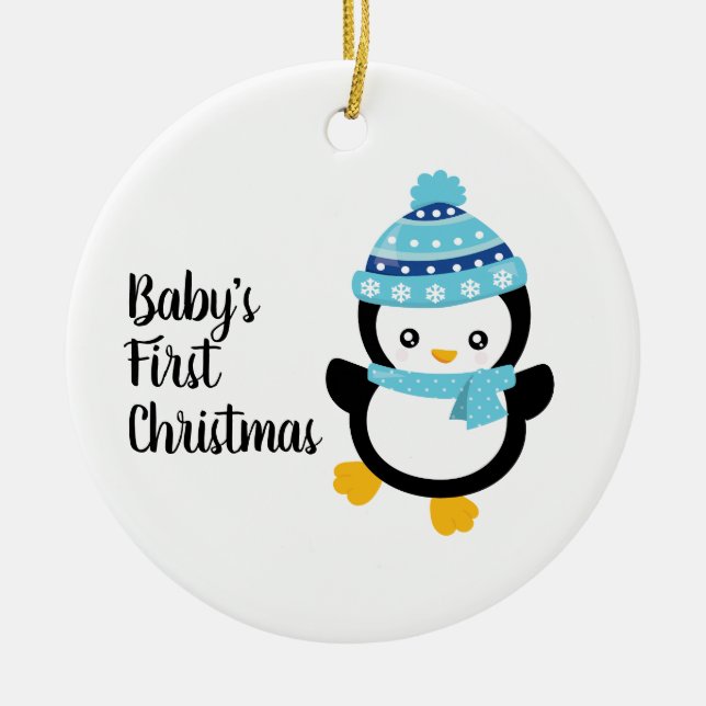 Ornamento De Cerâmica Pinguim de Natal do Bebê (Frente)