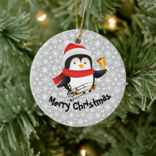 Ornamento De Cerâmica Pinguim de Natal feliz
