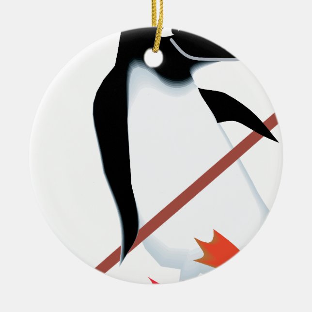 Ornamento De Cerâmica Pinguim do hóquei (Frente)