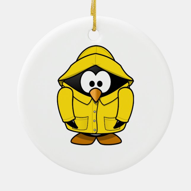 Ornamento De Cerâmica Pinguim em uns desenhos animados bonitos do (Traseira)