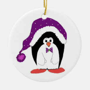 Ornamento De Cerâmica Pinguim engraçado de Natal