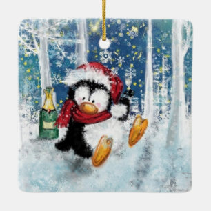 Ornamento De Cerâmica Pinguim Feliz - Feliz Natal - Saúde