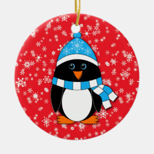 Ornamento De Cerâmica Pinguim irrisório do inverno