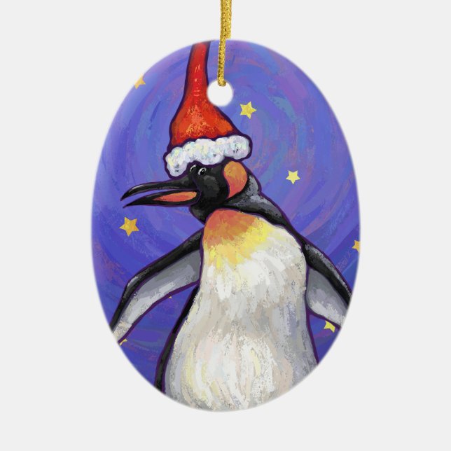 Ornamento De Cerâmica Pinguim Natal (Frente)