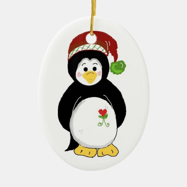 Ornamento De Cerâmica Pinguim Natal (Frente)