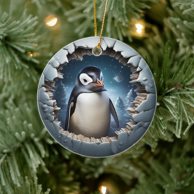 Ornamento De Cerâmica Pinguim Natal 3D (Árvore)