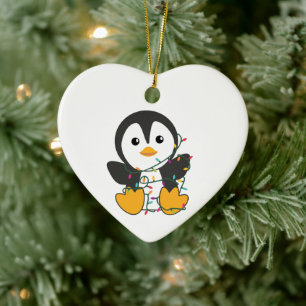 Ornamento De Cerâmica Pinguim Natal Neve Pinguins de Pinguins