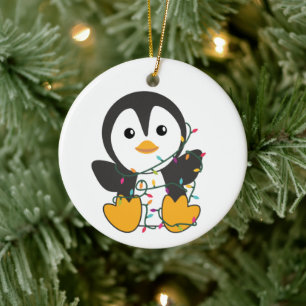 Ornamento De Cerâmica Pinguim Natal Neve Pinguins de Pinguins