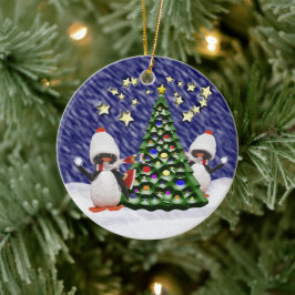 Ornamento De Cerâmica Pinguim Paraíso Natal