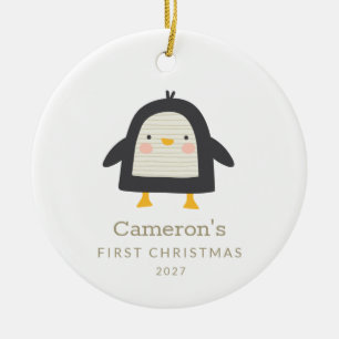 Ornamento De Cerâmica Pinguim Simples, 1 rua de Natal Personalizado