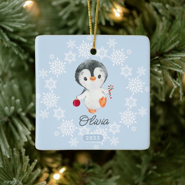 Ornamento De Cerâmica Pinguins Adoráveis no Natal (Árvore)