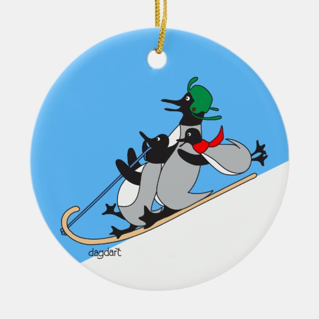 Ornamento De Cerâmica Pinguins Cerâmica (Frente)