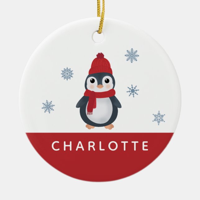 Ornamento De Cerâmica Pinguins Cutes Pássaros De Inverno Animais Árctico (Frente)