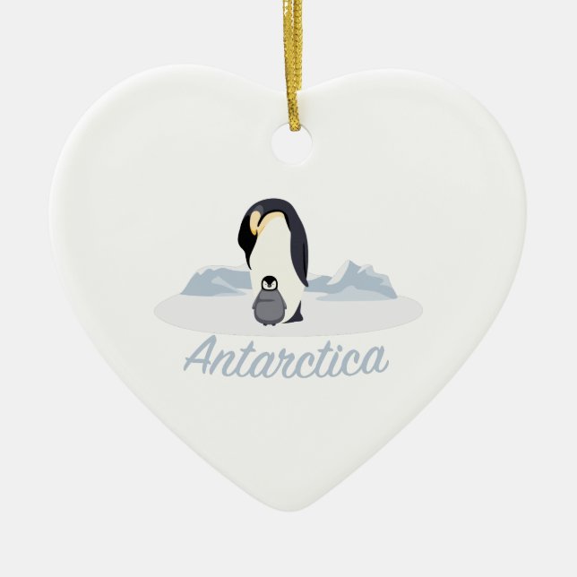 Ornamento De Cerâmica Pinguins da Antártica (Frente)