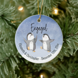 Ornamento De Cerâmica Pinguins De Inverno Cachos Monogramados Engajados