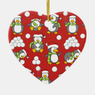 Ornamento De Cerâmica Pinguins de Natal
