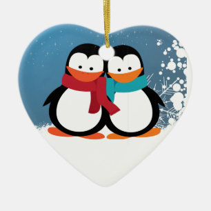 Ornamento De Cerâmica Pinguins de Natal