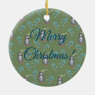 Ornamento De Cerâmica Pinguins Férias Feliz Natal Humor 