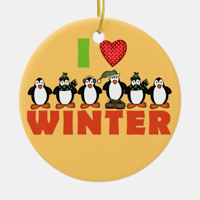 Ornamento De Cerâmica Pinguins I Love Winter Keepsasasaame Ornament (Frente)