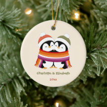Pinguins Lésbicas Aconchegantes de Natal Personali