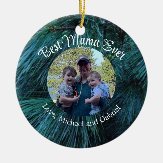 Ornamento De Cerâmica Pinheiros Russos Pinheiros Floresta Verde-Verde-Ve (Frente)