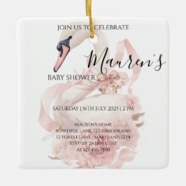 Ornamento De Cerâmica Pink Bow Girl Baby Shower 