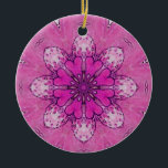 Ornamento De Cerâmica PINK FLORAL rosa violeta branco roxo<br><div class="desc">Design fractal colorido,  elaboração gráfica digital por parte de Búlgaro Lumini. Fácil de personalizar com seu próprio texto.</div>