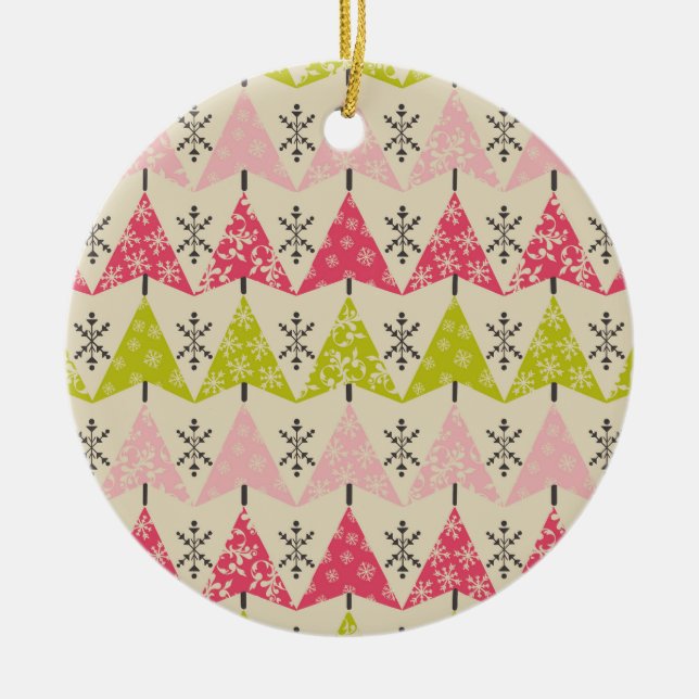 Ornamento De Cerâmica Pink & green Christmas trees (Frente)
