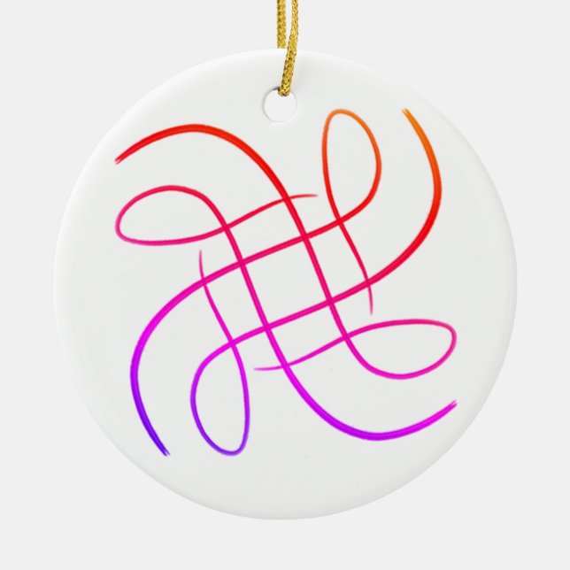 Ornamento De Cerâmica Pink Hashy Mandala #8 (Frente)