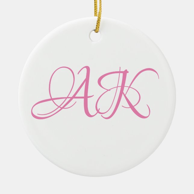 Ornamento De Cerâmica Pink Initial Monogram Mug - CUSTOMIZABLE! (Frente)