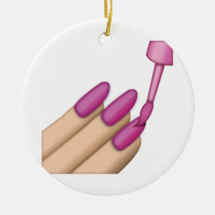 Ornamento De Cerâmica Pink Nail Polonês - Emoji