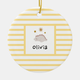 Ornamento De Cerâmica Pink Sleepy Baby Dino | Estirpe Amarela Moderna