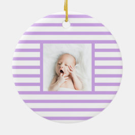 Ornamento De Cerâmica Pink Sleepy Baby Dino | Stripe Roxo Moderno