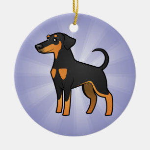 Ornamento De Cerâmica Pinscher do Doberman dos desenhos animados
