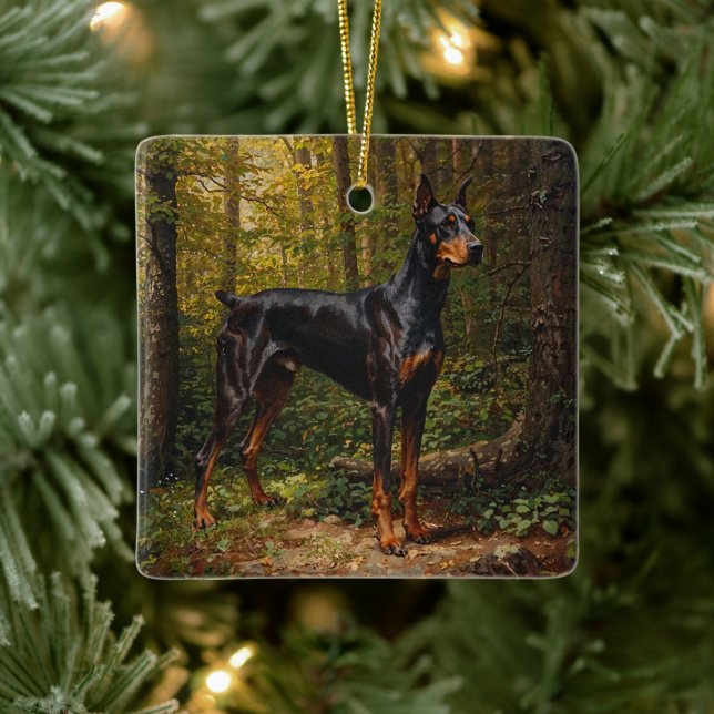 Ornamento De Cerâmica Pinscher Dobermann (Árvore)