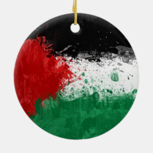 Ornamento De Cerâmica Pinte a bandeira de Palestina do Grunge da arte