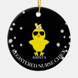 Ornamento De Cerâmica Pintinho de Enfermeiro Registrado da Glitter Perso