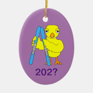 Ornamento De Cerâmica Pintinho de Esqui