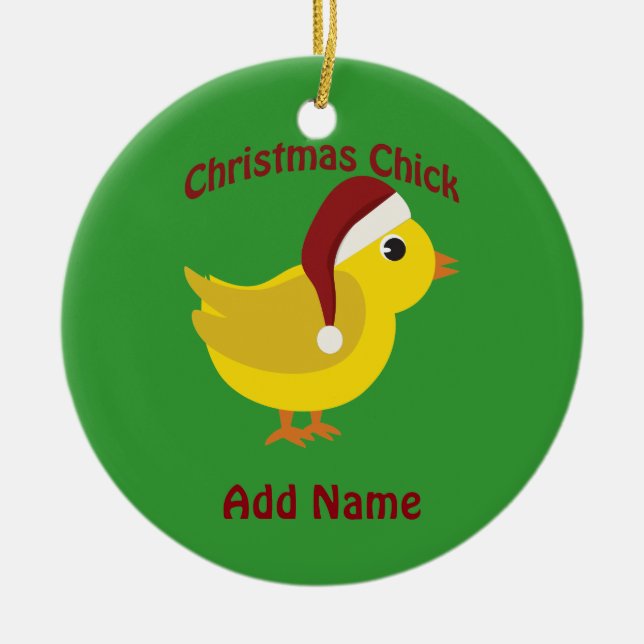 Ornamento De Cerâmica Pintinho de Natal (Frente)