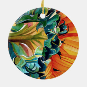 Ornamento De Cerâmica Pintor original de girassol amarelo