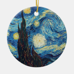 Ornamento De Cerâmica Pintura a Óleo Impasto Vintage Noite Estrelada de 